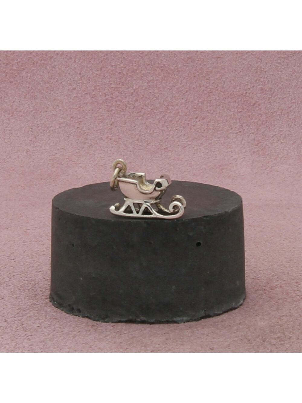sterling silver vintage 3d christmas sleigh charm pendant